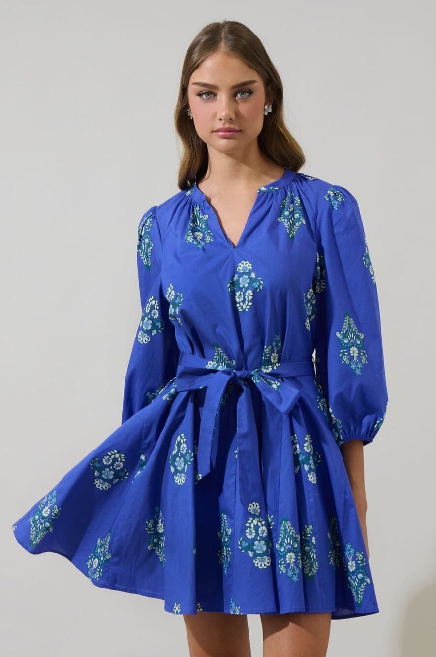 SugarLips Haline Floral Lody Flare Mini Dress